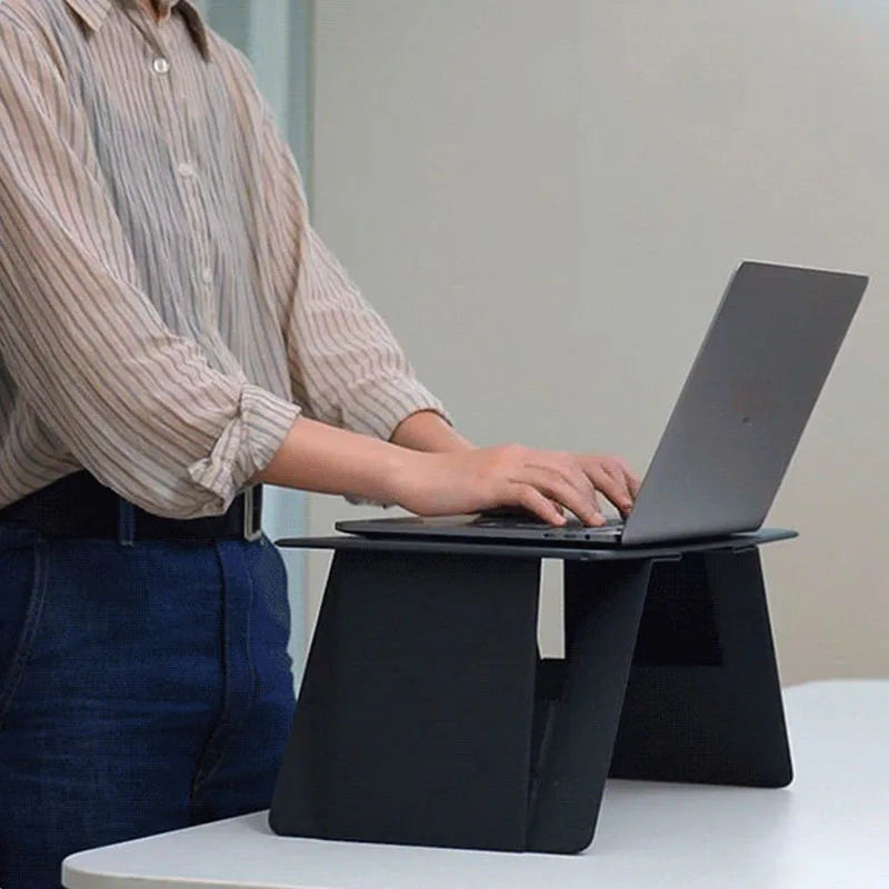 Adjustable Laptop Stand in Sleek Aluminum Design by DeskCraft
