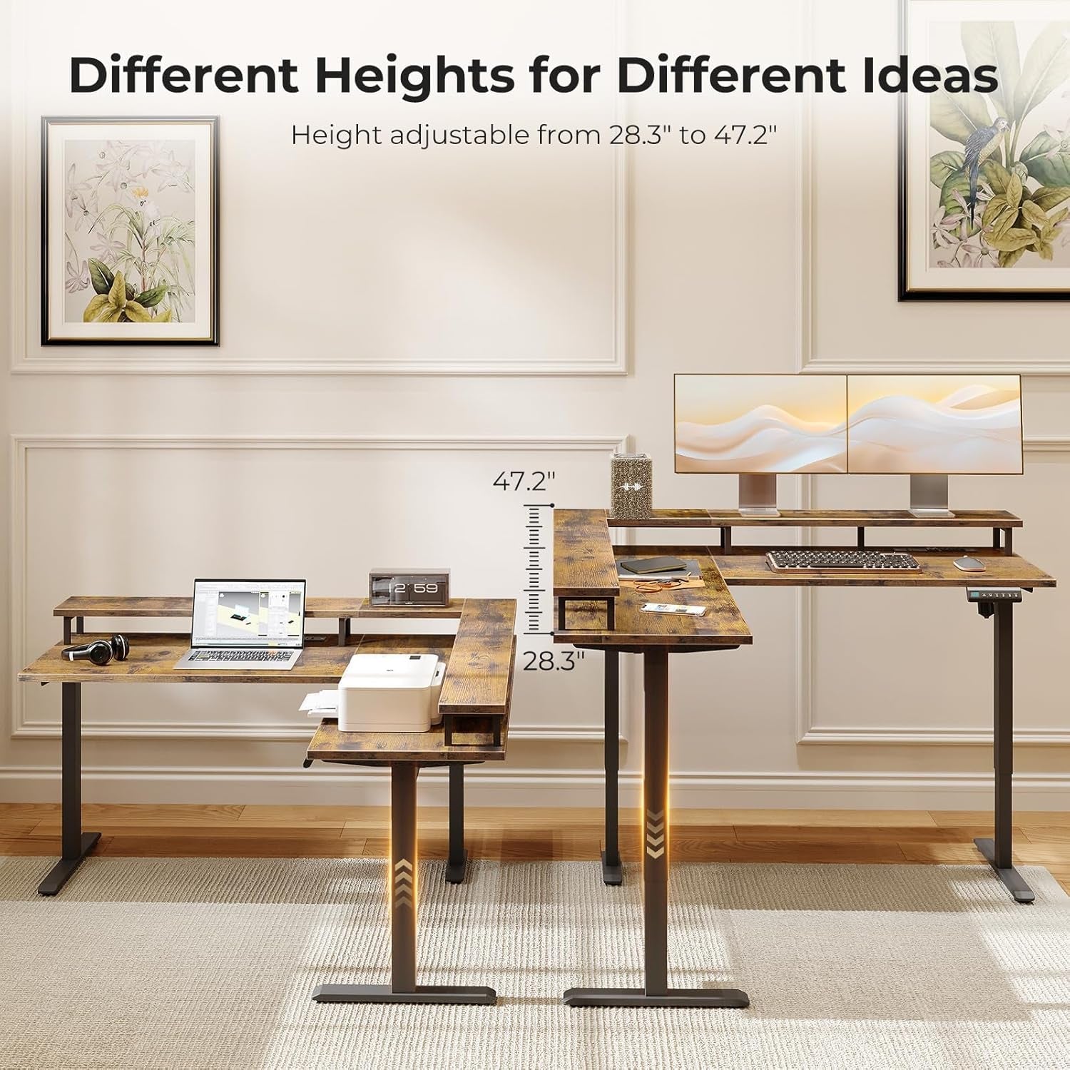 DeskCraft L-Shaped Standing Desk 59"