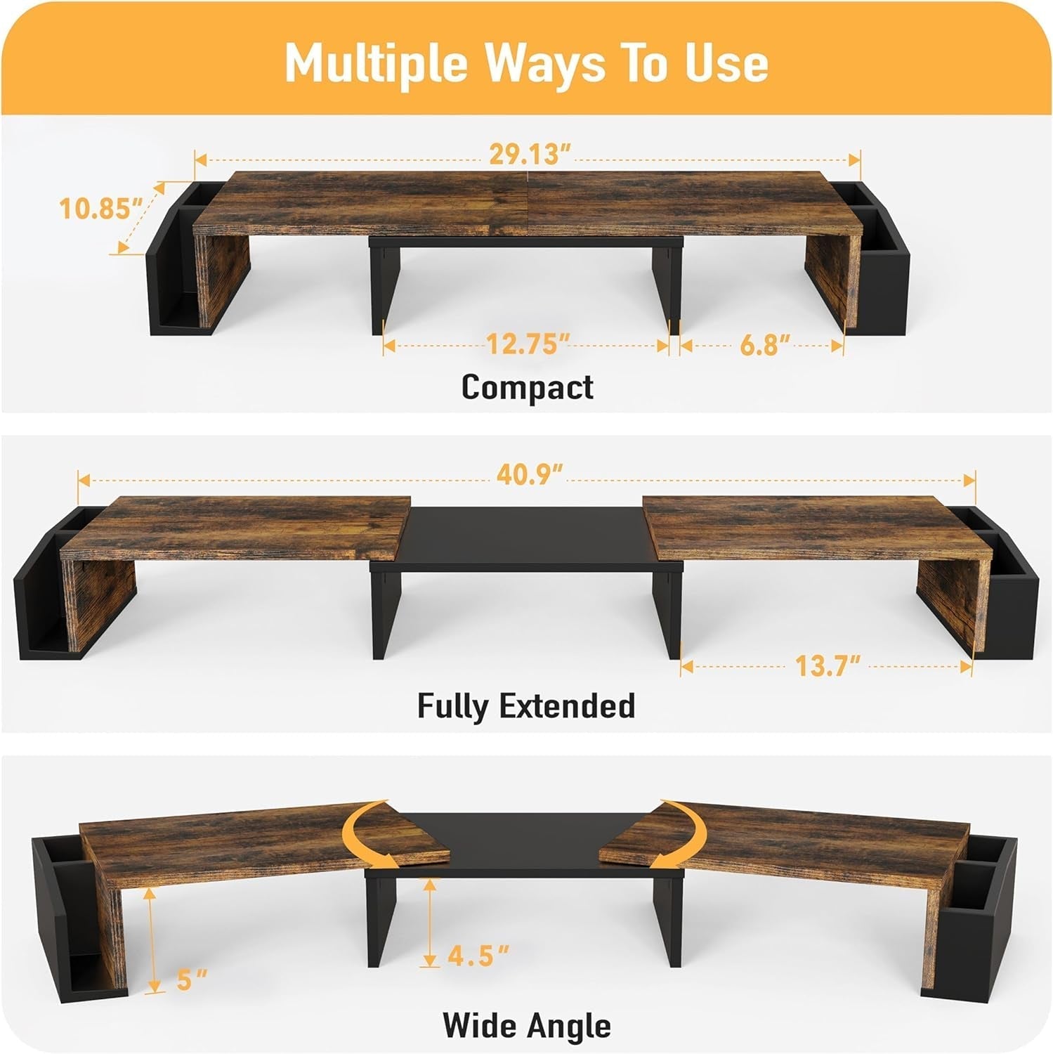 DeskCraft Monitor Riser Rustic Brown
