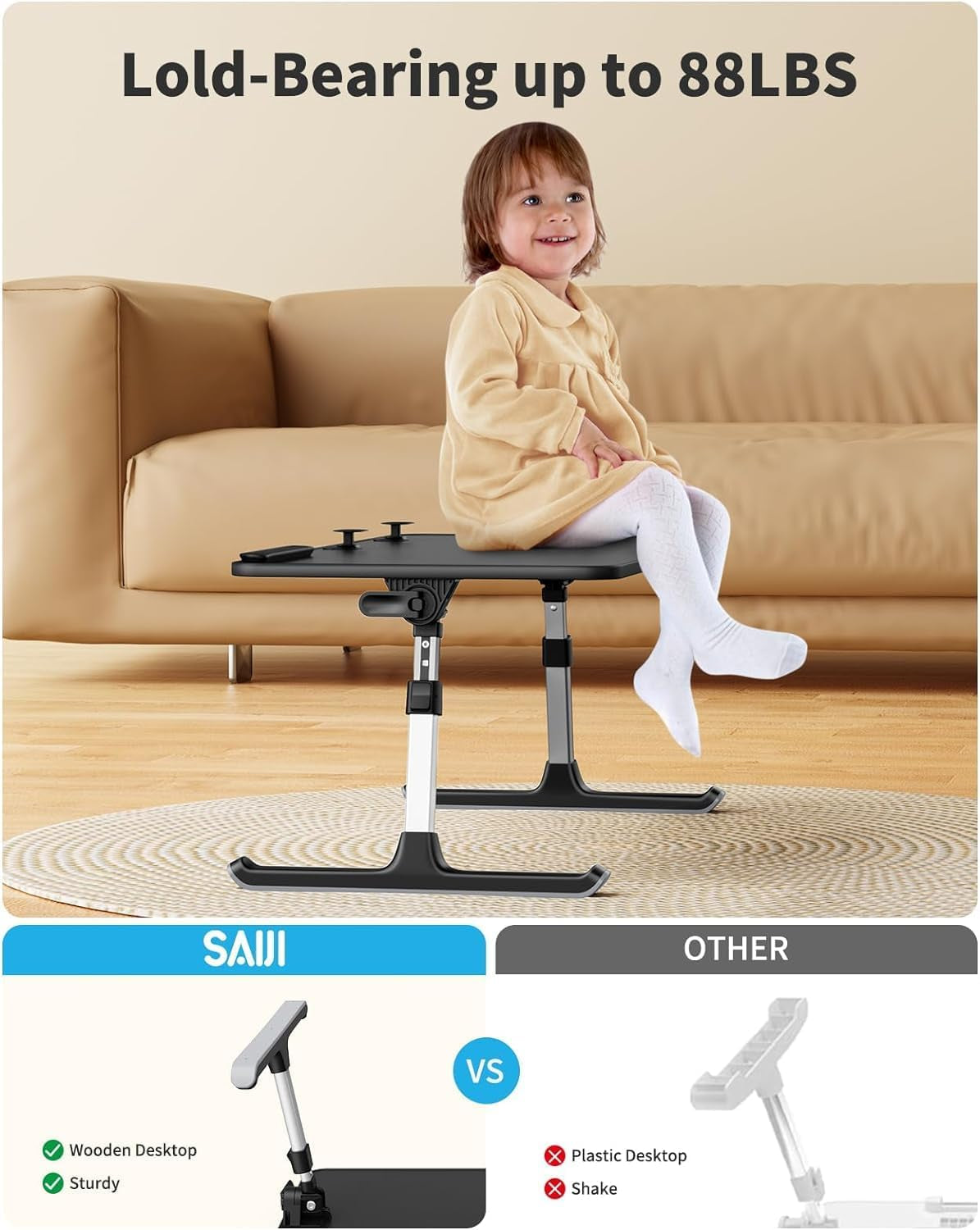 Adjustable Laptop Stand Side View with Cooling Ventilation