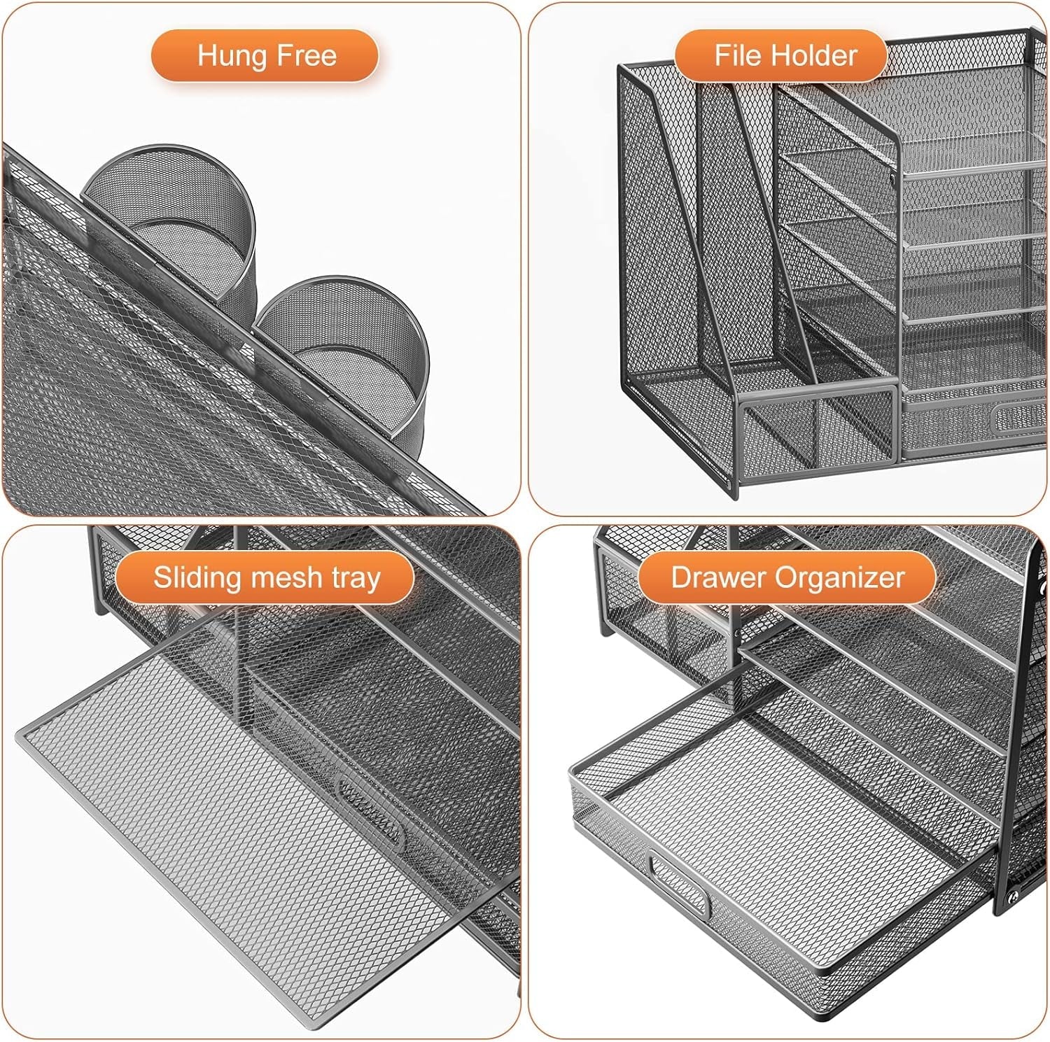 DeskCraft 5-Tier Mesh Organizer Grey