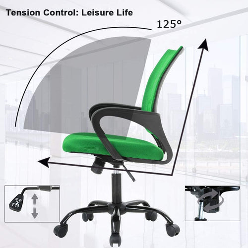 Green Mesh Ergonomic Chair from DeskCraft - Side Angle View