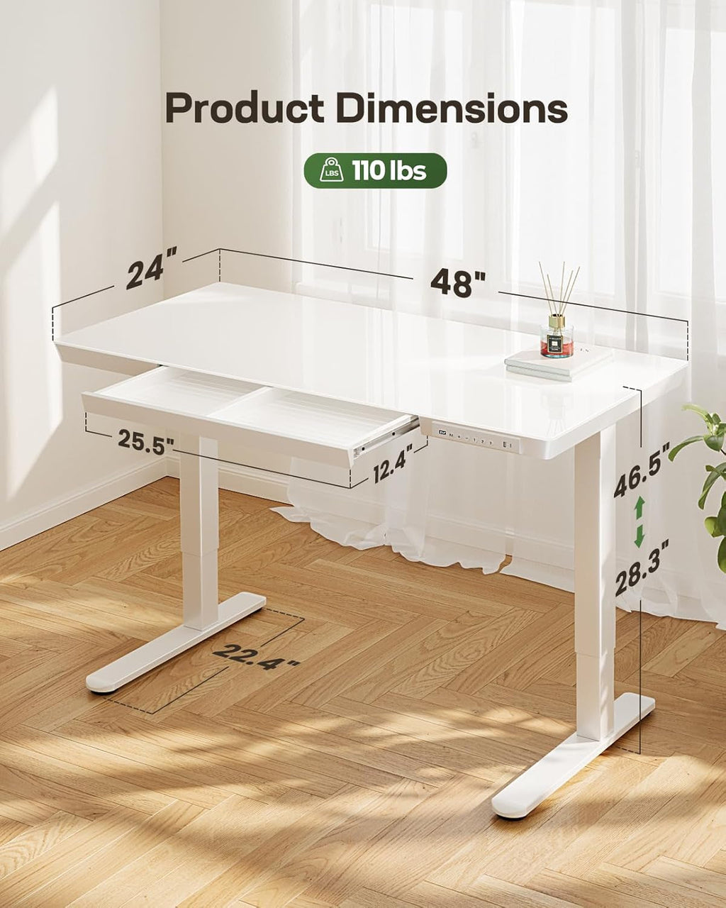 DeskCraft Glass Standing Desk 48"