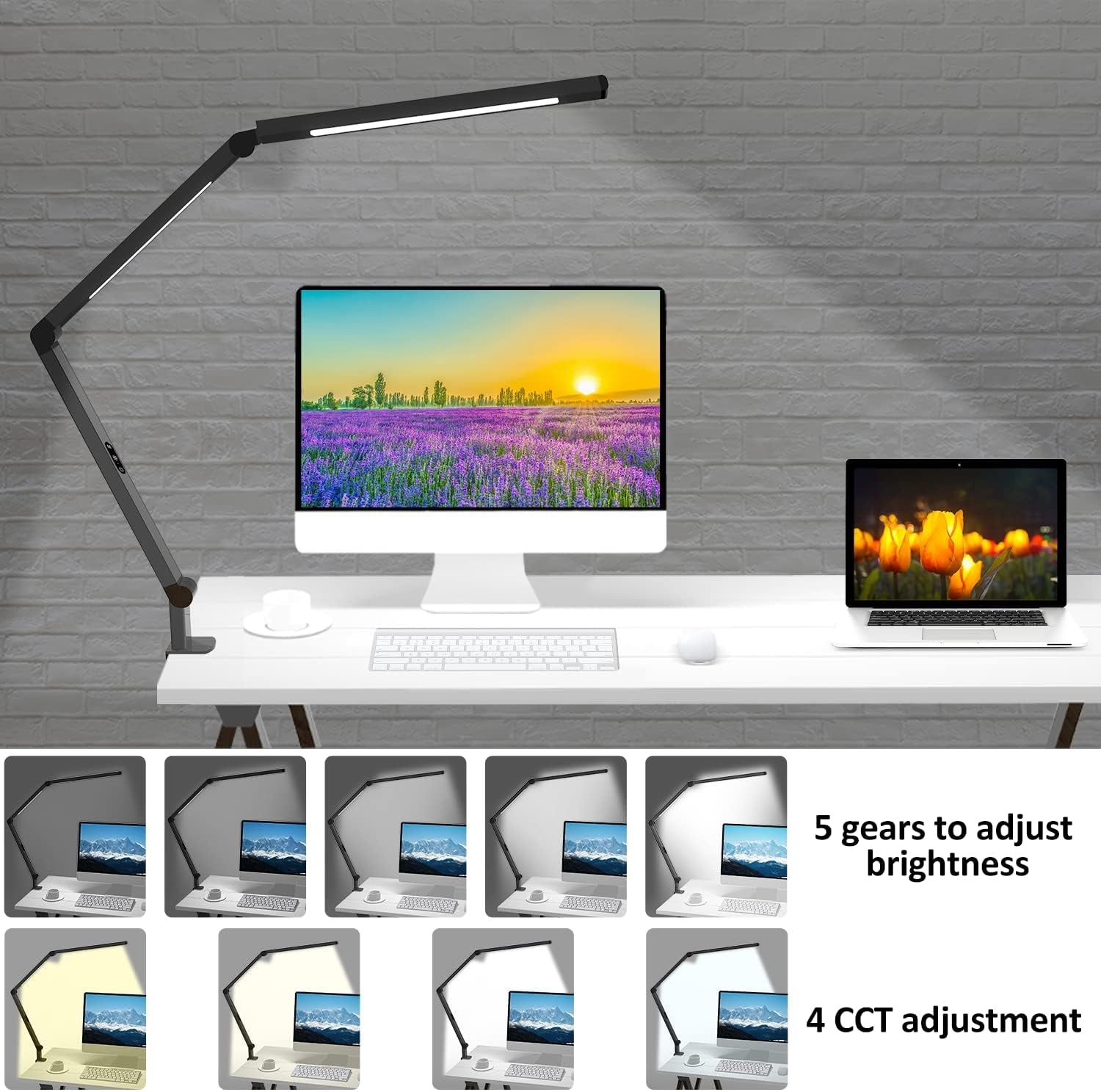 DeskCraft Clamp LED Lamp 4 Color Modes - Premium Home Office Desk Lamp