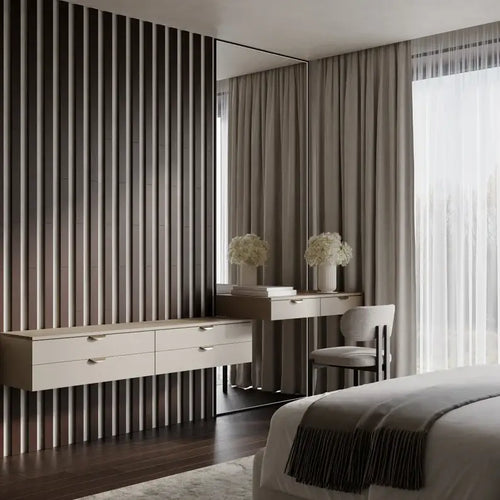 DeskCraft Acoustic Slat Wood Panel 2in - Professional Home Office Acoustic Treatment
