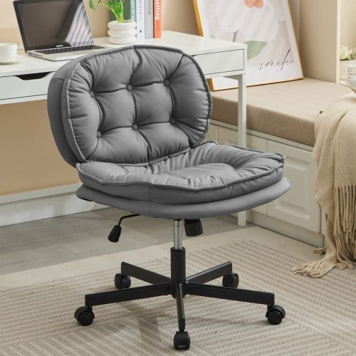 DeskCraft Armless Rolling Desk Chair - Premium Ergonomic Home Office Seating