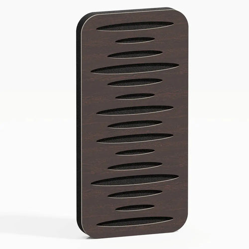 Charcoal gray DeskCraft acoustic panel installed in modern home office setup