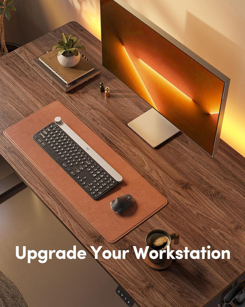 DeskCraft desk in full standing position showcasing ergonomic home office setup
