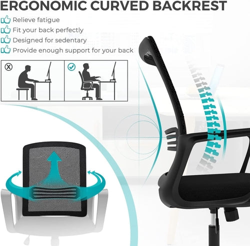 Side profile of DeskCraft Ergonomic Chair showing advanced lumbar support design