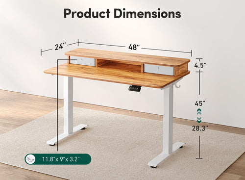Side view of DeskCraft adjustable standing desk showing sleek modern design